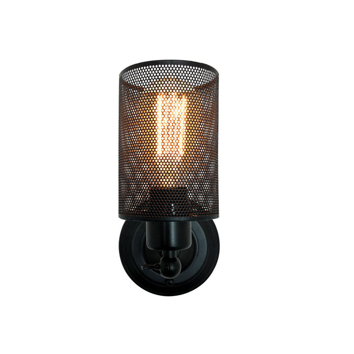 Traditionelle Bauernhaus Eisen Mesh Zylinder 1-Licht Wandleuchte Lampe für Wohnzimmer 