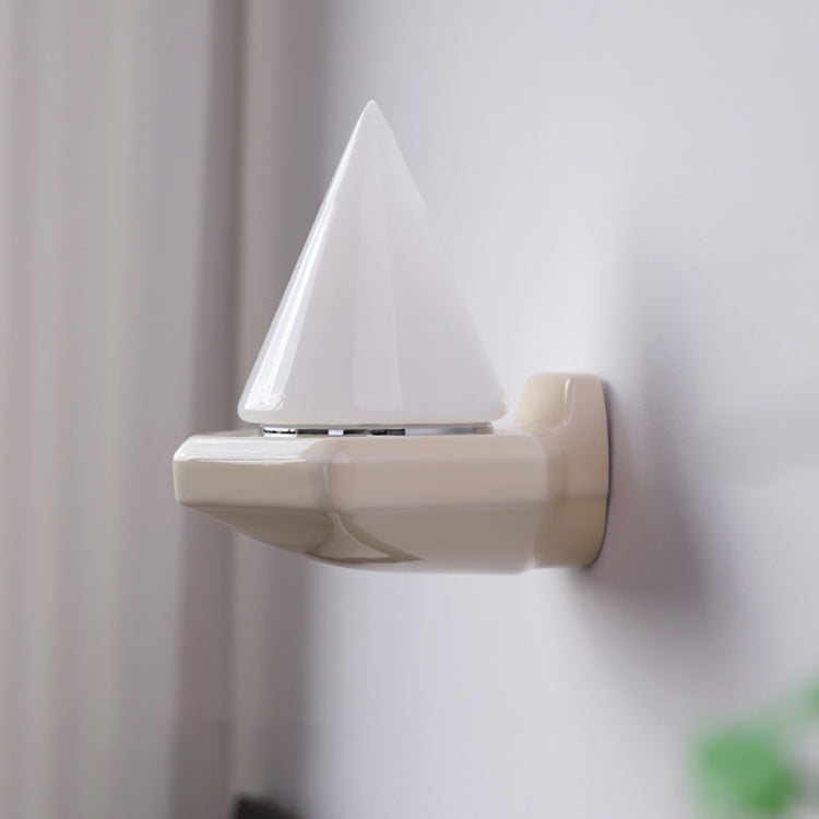Traditional Vintage Conical Ceramic Glass Iron 1-Light Wall Sconce Lamp For Living Room