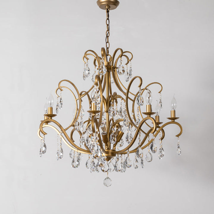 Chandelier traditionnel français avec cadre rond en cristal et fer, 5/9/12 lumières pour salon 