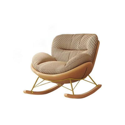 Fauteuil à bascule en velours pied-de-poule nordique contemporain avec dossier en acier au carbone pour salon 