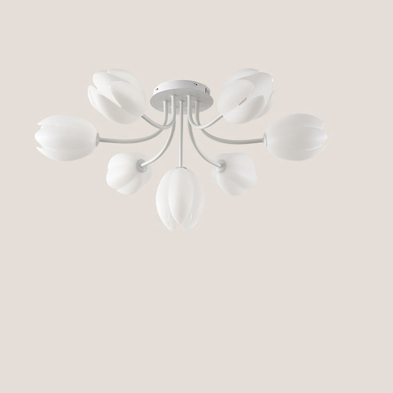 Modern Art Deco Tulip Flower Design 3/7/11/13 Light Semi-Flush Mount Ceiling Light For Living Room