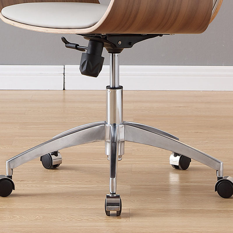 Zeitgenössischer Luxus-Mikrofaserleder-Schreibtischstuhl mit Holzmaserung, höhenverstellbar, drehbar, Rückenlehne und Armlehne für das Home-Office 