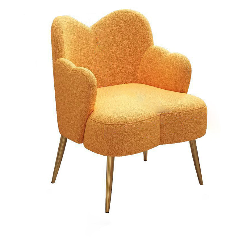 Modern Minimalist Cream Curve Sherpa Fabric Metal Vanity Stool Backrest Arm For Bedroom