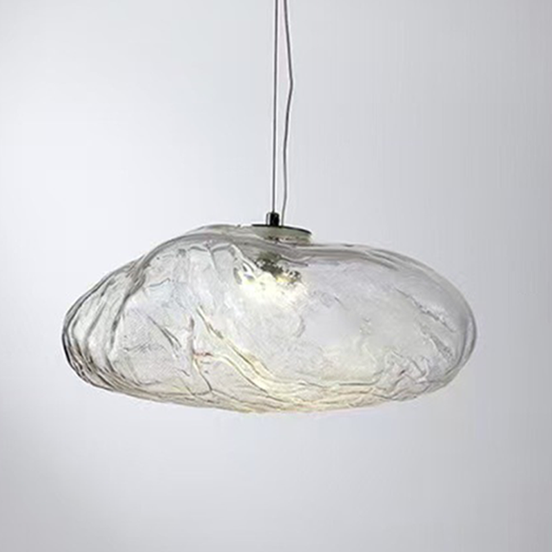 Lámpara colgante contemporánea escandinava irregular de vidrio semirredondo de 1 luz para sala de estar 