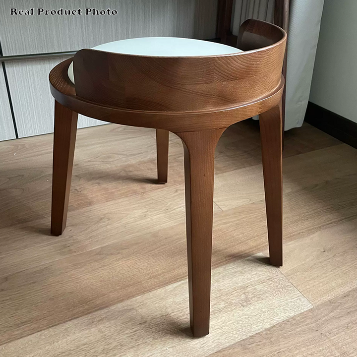 Traditioneller Vintage runder PU-Leder gepolsterter Holzrahmen Hocker ohne Rückenlehne für das Schlafzimmer 
