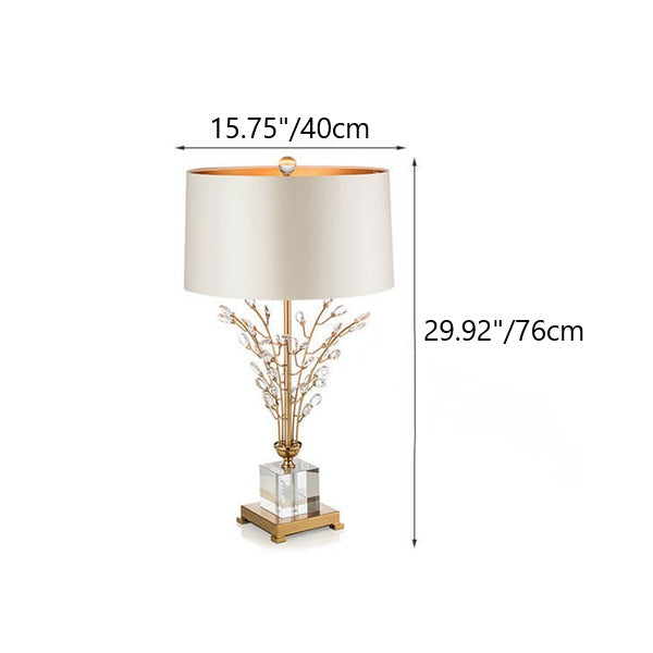 Modern Light Luxury Fabric Crystal Flower Creative Base 1-Light Table Lamp