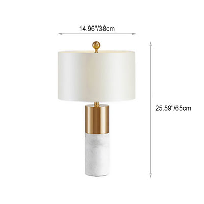 Contemporary Nordic Marble Cylinder 1-Light Table Lamp For Bedroom