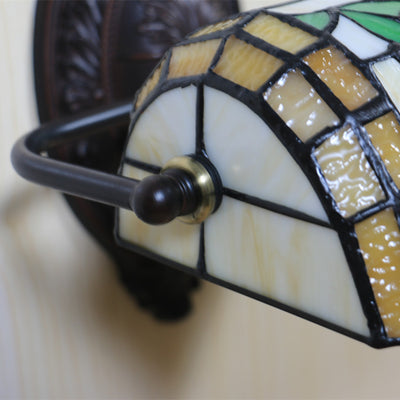 Traditional Tiffany Butterfly Half Cylinder Zinc Stained Glass 1-Light Wall Sconce Lamp For Living Room