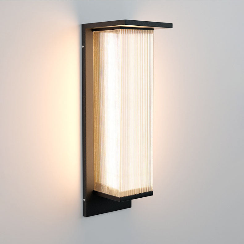 Modern Minimalist Solar Waterproof Rectangular Stainless Steel Acrylic LED Outdoor Wall Sconce Lamp For Outdoor Patio