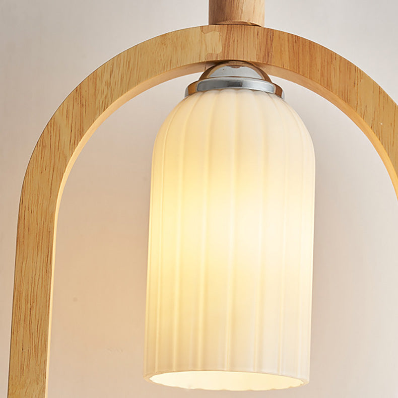 Lustre suspendu contemporain scandinave Cylindre Spaceman en bois et verre à 1 lumière pour salle à manger 