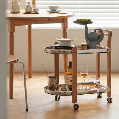 Moderner minimalistischer quadratischer Holz-Glas-Endtisch, zweistufiger Wagen, drehbar für das Wohnzimmer 
