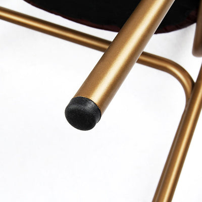 Chaise de salle à manger contemporaine en cuir industriel avec dossier et repose-pieds en fer carré à rayures elliptiques 