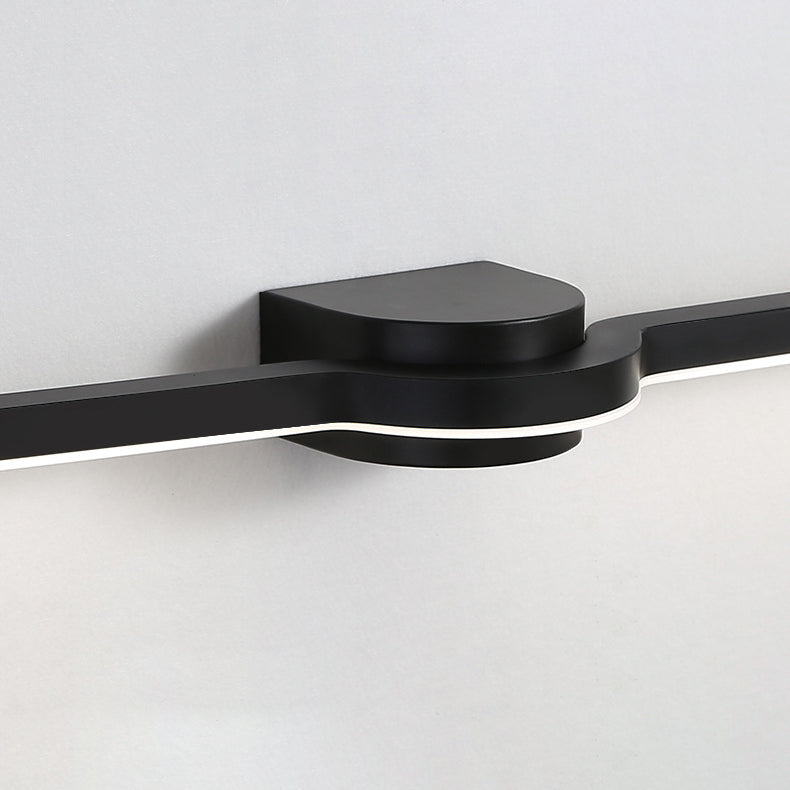 Lumière de vanité LED moderne minimaliste rectangulaire longue avec base demi-ronde en fer, aluminium et acrylique pour miroir mural de salle de bain 