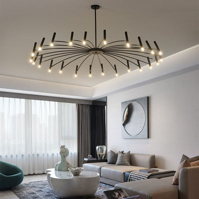 Contemporary Scandinavian Round Radioactive Iron Aluminum 12/24 Light Chandelier For Living Room