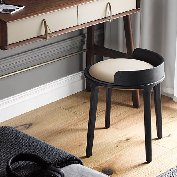 Traditioneller Vintage runder PU-Leder gepolsterter Holzrahmen Hocker ohne Rückenlehne für das Schlafzimmer 
