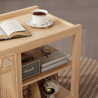 Zeitgenössischer Retro Massivholz Beweglicher Multifunktionaler Lagerung Beistelltisch 3-stufig Für Wohnzimmer 