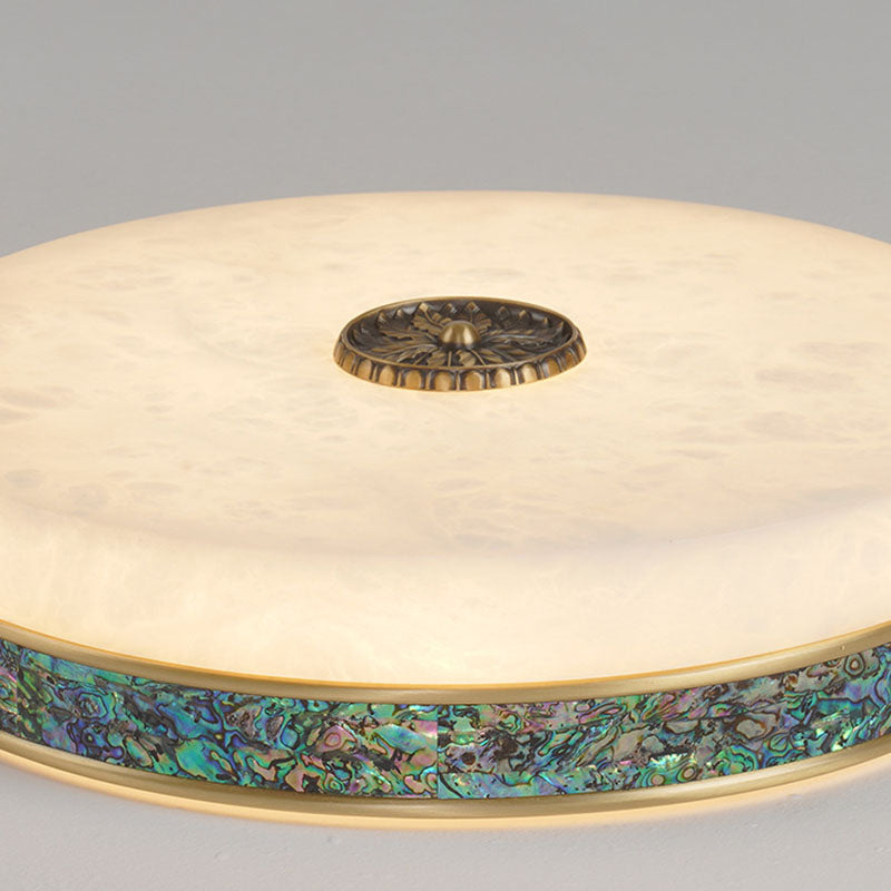 Plafonnier LED Rond en Cuivre et Marbre Moderne Transitionnel pour Chambre 
