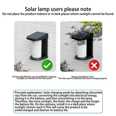 Applique Murale Extérieure LED Cylindre Solaire Étanche Minimaliste Moderne PC ABS Pour Jardin 