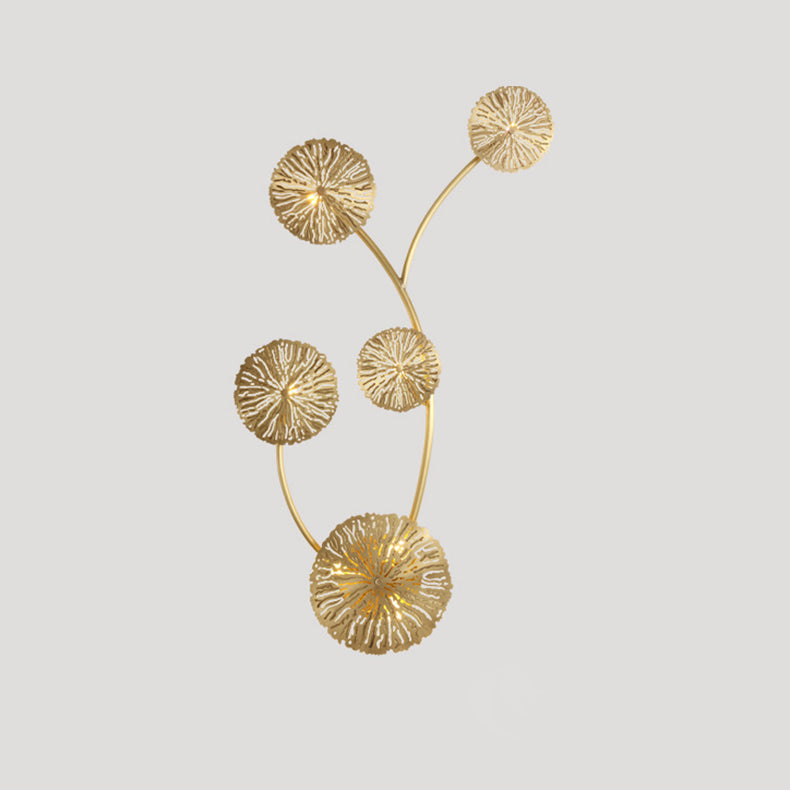 Moderne Luxus Vollkupfer Hohl Lotusblatt Cluster 3/5/7-Licht Wandleuchte Lampe für Wohnzimmer 