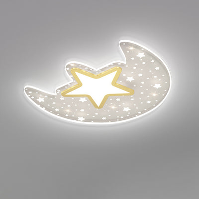 Luz de techo empotrada LED de aluminio acrílico estrella luna creativa contemporánea para dormitorio 