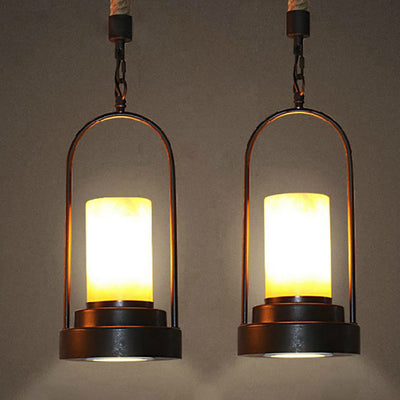 Vintage Industrial Candle 1-Licht Hanfdraht LED Pendelleuchte 