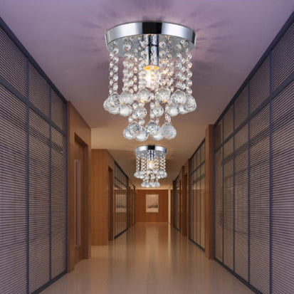 Zeitgenössische Luxus-Hardware schillernde Kristall-Strings 1-Licht Unterputz-Deckenleuchte für den Flur 