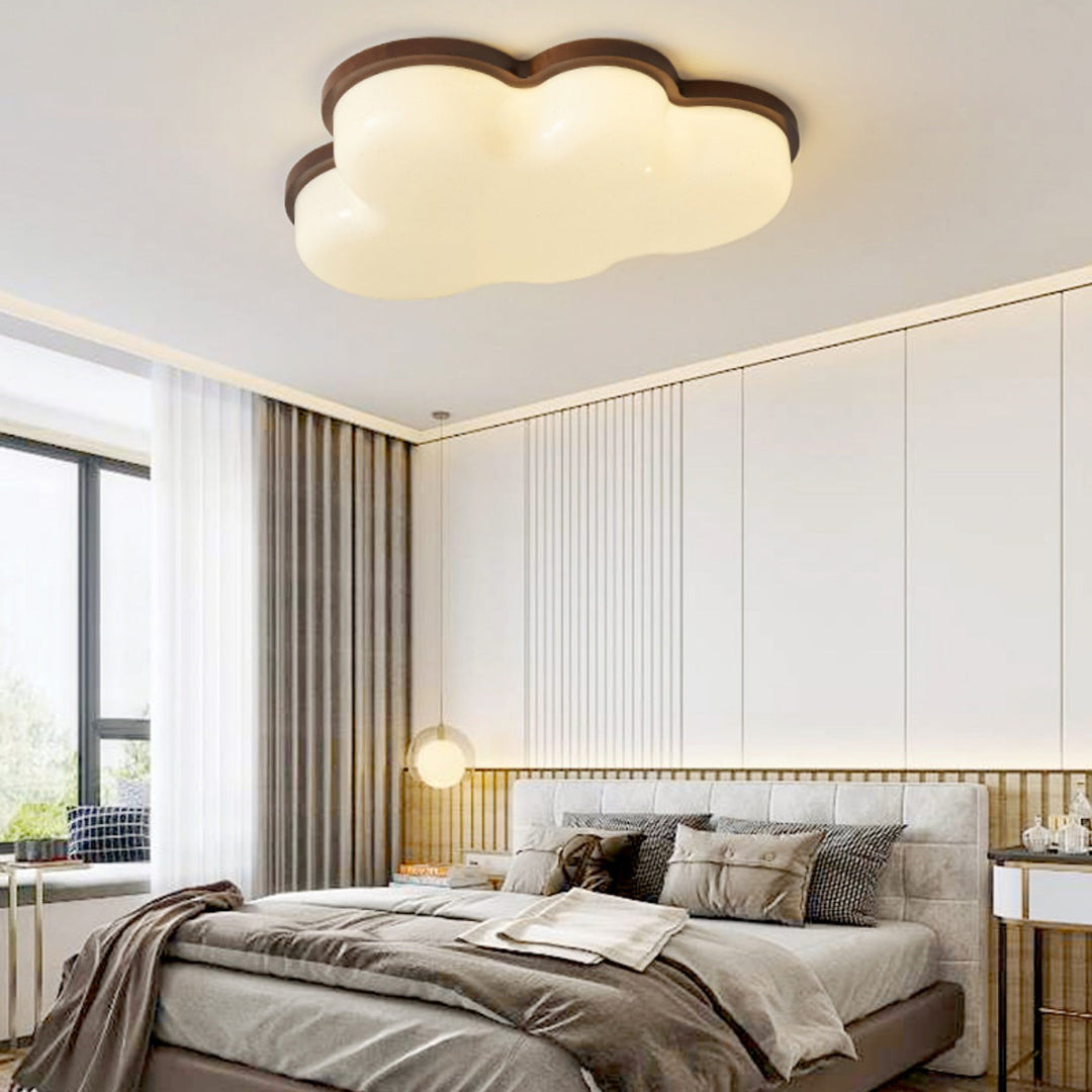 Moderne unbedeutende Wolken-hölzerne Acryl-LED-Unterputz-Deckenleuchte für Schlafzimmer 