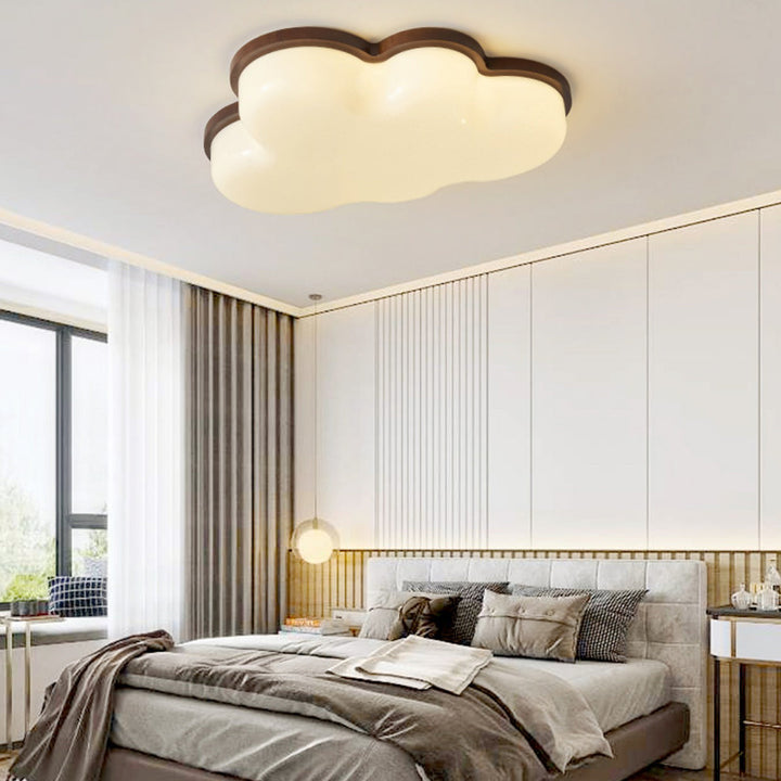 Moderne unbedeutende Wolken-hölzerne Acryl-LED-Unterputz-Deckenleuchte für Schlafzimmer 