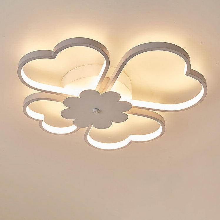 Contemporary Creative Clover Design Silicone Aluminum LED Flush Mount Ceiling Light For Living Room &amp; Bedroom