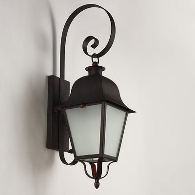 Industrial Retro Iron Frosted Glass 1-Light Outdoor Waterproof Wall Sconce Lamp