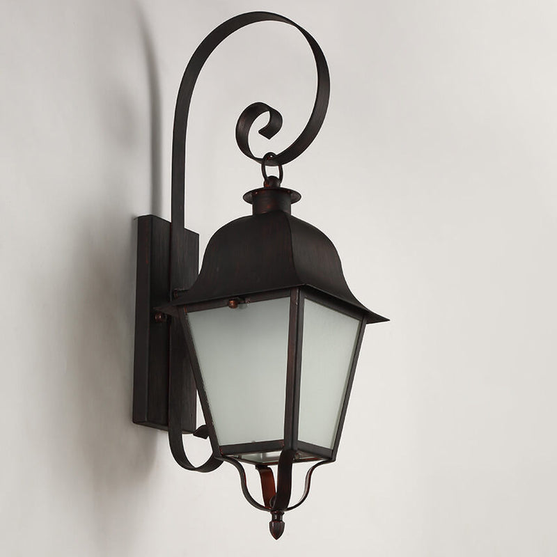 Industrial Retro Iron Frosted Glass 1-Light Outdoor Waterproof Wall Sconce Lamp