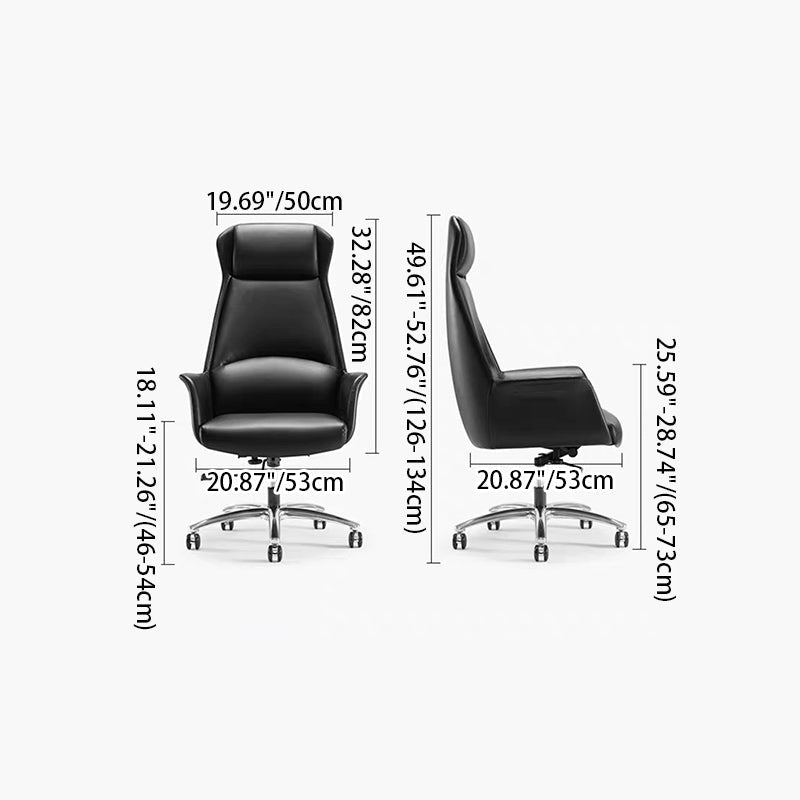 Moderner minimalistischer rechteckiger Hochlehner aus Leder mit Kohlenstoffstahl für das Home Office 