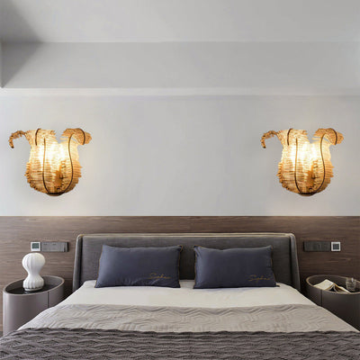 Zeitgenössische kreative Blatt Eisen Glas 1/2 Licht Wandleuchte Lampe für Wohnzimmer 