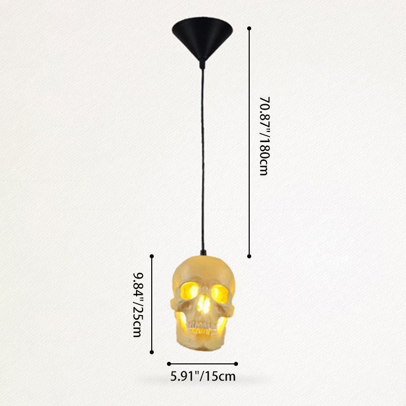 Moderne kreative Halloween-Pendelleuchte mit Totenkopf aus Kunstharz und Eisen, 1-flammig, für das Wohnzimmer 