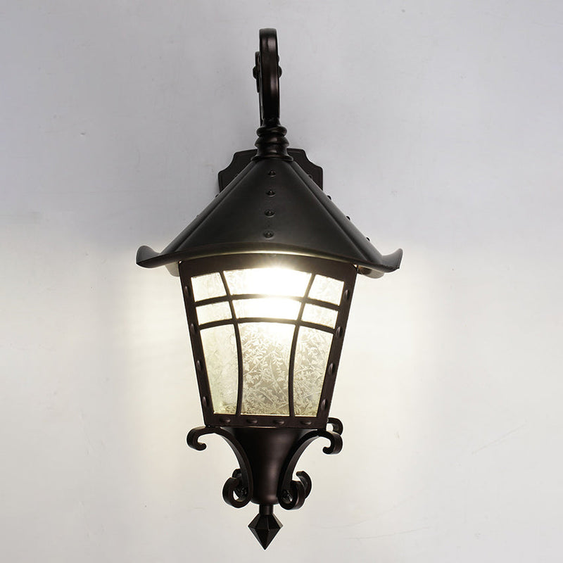 Applique murale 1 lumière en aluminium étanche traditionnel européen avec cône en verre pour patio extérieur 