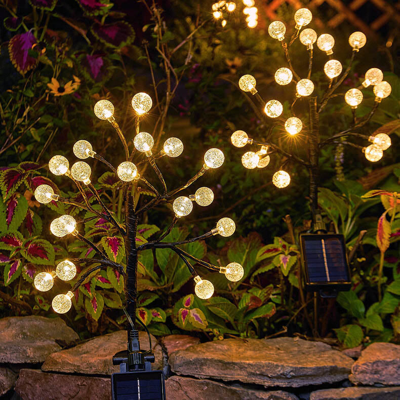 Lampe de jardin LED décorative à branche en cristal ABS simple et moderne solaire 