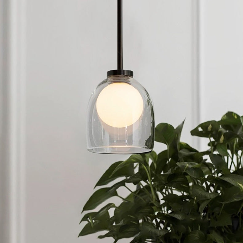 Lustre suspendu contemporain nordique en verre et fer avec une lumière pour chambre à coucher 