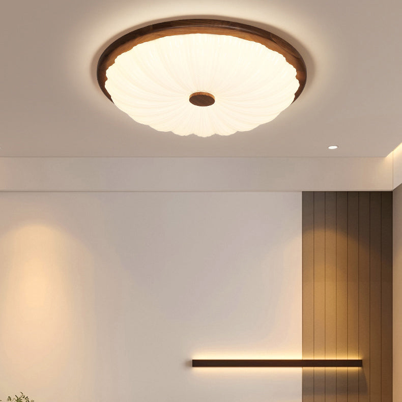 Moderno Minimalista Flor Redonda Nogal Acrílico LED Plafón de Techo para Sala de Estar 