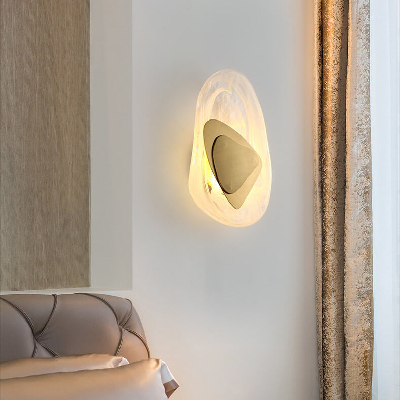 Modern Art Deco Irregular Oval Glass Iron LED Wall Sconce Lamp For Living Room