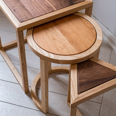 Moderne Einfachheit Runder Dreieckiger Quadratischer Holz-Beistelltisch für das Wohnzimmer 