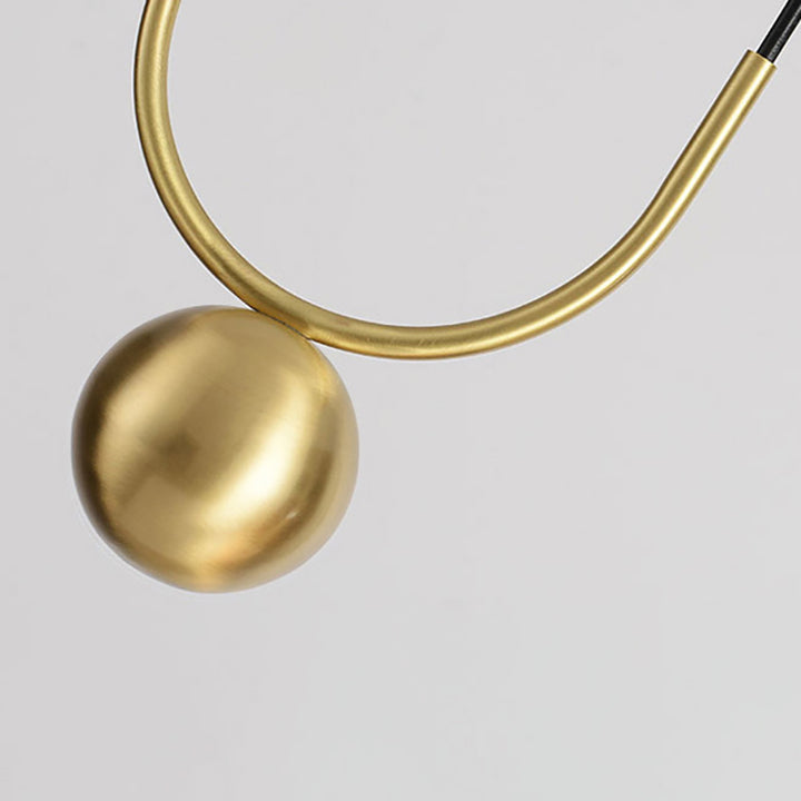 Combinación de orbe escandinavo contemporáneo de hierro curvado con vidrio, lámpara colgante de 1 luz para dormitorio 