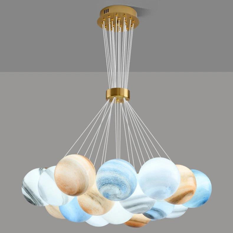 Zeitgenössischer kreativer Mondglas-Kronleuchter mit 7/13/19 Lichtern für Wohnzimmer 