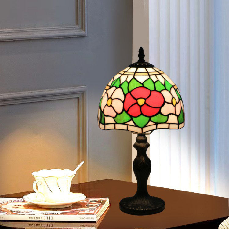 Traditional Tiffany Resin Glass Umbrella Shape 1-Light Table Lamp For Bedroom