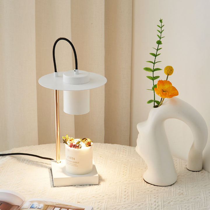 Lampe de table en cire fondue à 1 lumière en cylindre en fer forgé minimaliste moderne pour chambre 
