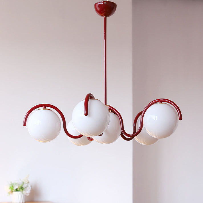 Lustre moderne minimaliste en verre et fer à 6 lumières pour salon 