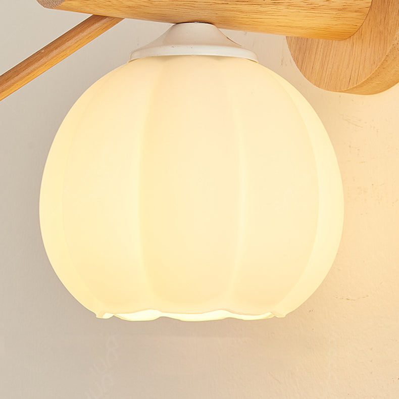 Lampe murale 1 lumière en bois PE avec citrouille minimaliste moderne pour chambre 