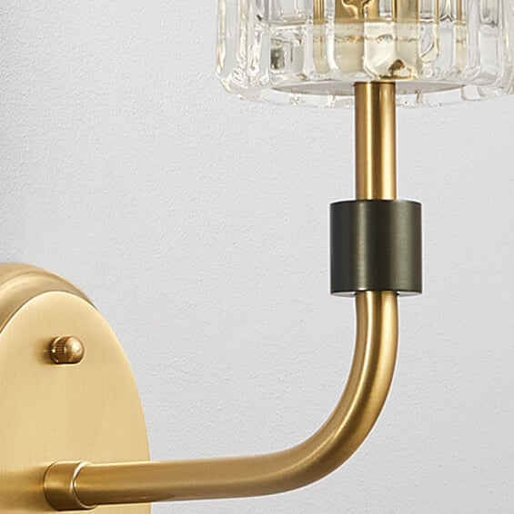 Modern Luxury Glass Cup Copper 1/2 Light Wall Sconce Lamp For Bedroom