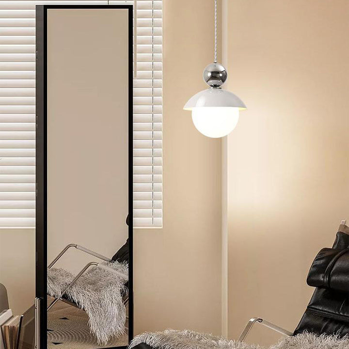 Lámpara Colgante de 1 Luz de Vidrio de Hierro con Globo Redondo Minimalista Moderno para Dormitorio 