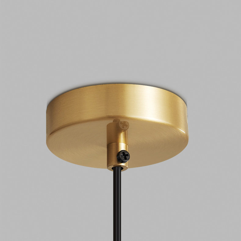 Lumière Suspendue Moderne Minimaliste Cylindre Cône Demi-Ronde en Cuivre et Pierre à 1 Ampoule Pour Chambre 
