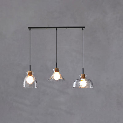 Lámpara colgante de 1 luz con pantalla de vidrio ondulado nórdico 